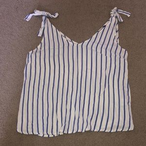 blue and white striped tie tank top